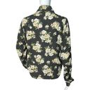 Oak + Fort  Shirt Womens Medium Black Cream Floral Flowers Ruched Tie Front Bloom Photo 2