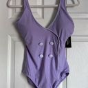 Juicy Couture  Black Label Lavender One Piece Retro Swimsuit Small NWT Photo 0