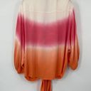 Young Fabulous and Broke  Tie Front Top Ombré Dip Dye Pattern Pink Orange Womens L Photo 4