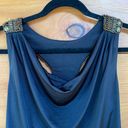 Carmen Marc Valvo  Women’s Blue Beaded Sleeveless Cowl Neck Pullover Top Size S Photo 4