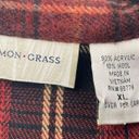 Lemon Grass Women's Plaid Flannel Wool Blend Snap Button Jacket Red Brown XL Photo 3