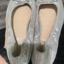 American Eagle Silver Metallic Round Toe Ballet Flats with Bow Accent Size 6 Photo 0