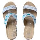 Jack Rogers Two band slide Leather  Adair Sandals shoes white print Size 7 Photo 2
