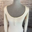 Open Edit  Knit Womens Ivory Long Sleeve Scoop Neck Henley Bodysuit Medium NWT Photo 1