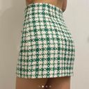 ZARA Green White Bejeweled Knit Plaid Mini Skirt Photo 7