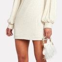 Alexis  Lunia Ivory Cream Sequined Shift Mini Mock Neck Long Sleeve Dress Size XS Photo 0