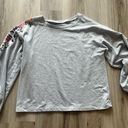 a.n.a  L Gray Floral Embroidered Shoulders Crew Neck Sweater Photo 0