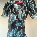 Reformation blue floral maxi short puff wrap dress. Photo 6