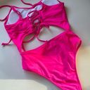 One Piece Neon Pink  Cut Out Swimsuit Photo 3