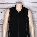 cj banks  Size 1X Black w/ Black & White Animal Print Trim Zip Front Vest Jacket Photo 2