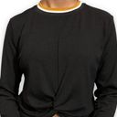 Papaya Ribbed Twist Cropped Long Sleeve Top Photo 4