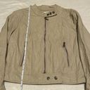 Bar III  - Beige Moto Style Cropped Full Zip Jacket- 100% Polyurethane - Size XL Photo 2