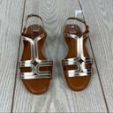 Furla  Carmen Leather Vitello Sparkling Sandals 36 Gold & Cognac $365 Italy Photo 1