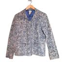 Chico's Chico’s Snakeskin Animal Print Leather Moto Jacket Blue Gray Women’s Size Medium Photo 8