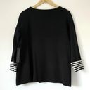 Tahari NEW  Pullover Sweater Black White Striped Sleeve Cuffs Women’s Medium M Photo 1