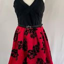 Crystal Doll New  Floral Velvet Belted Fit & Flare Mini Party Dress Red Black Juniors Size 11 Photo 4