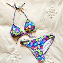 Blackbough NWT  Swim Retro Floral Triangle Bikini Set - Blue/Pink - L/L Photo 5