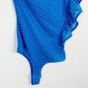 BCBGMAXAZRIA  One Shoulder Ruffle Striped Bodysuit Photo 7