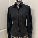 Bebe vintage black button up blouse shirt with puffy balloon sleeve Photo 0