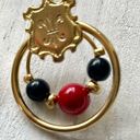 Black Bead Gold tone red and  post earrings Photo 4