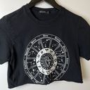 Zodiac  Signs T Shirt Womens Black Small S Crop Top Raw Hem Constellation Cotton Photo 8