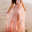 Luxxel Pink Flower Lace Long Dress Photo 5