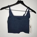 Good American  Ribbed Square Neck Bralette in Navy Size XS NWT Photo 0