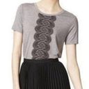 Jason Wu  by Target Gray with Black Lace Print Top Photo 0