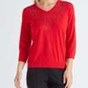 Cathy Daniels C. D. Daniels | Red Embellished Sweater 3/4 Sleeve Sparkle 1X Photo 1