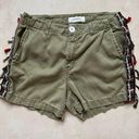 ZARA  Green Woven Embroidered Tassel Shorts Size 4 Photo 0