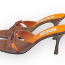 Isaac Mizrahi new  ⌘ Open Vamp Lizard Kitten Heel Mule Sandals ⌘ Orange Brown 10 Photo 5