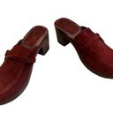 American Eagle  Vintage 90’s/Y2K Suede Wood Platform Mules Clogs Maroon Photo 3