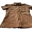Moda  International VS Suede Leather Shirt Brown Small Snap Button Vintage Y2K Photo 4