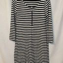 J.Crew  Size M Black & Shirt Striped Long Sleeve Midi Dress Women's Zip Front Photo 0