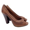 American Eagle  Y2K Boho Chunky Braided Faux Leather Open Toe Block Heels Size 7 Photo 10