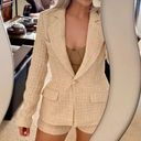 Meshki  NWT tweed cream/nude blazer suit & shorts matching 2 piece set Photo 4