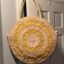 American Eagle  yellow tan straw circle sun tote bag Photo 0