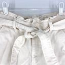 EXPRESS  Shortie Extreme High Rise with Tie Belt Paper Bag Shorts Cream Size 6 Photo 3