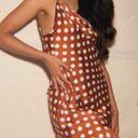 Paper Heart  Spaghetti Strap Copper Dot Satin slip dress Front side slit size M Photo 5