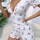 Boutique White, Cherry, Buttoned, Pajama Romper Photo 4