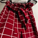 SheIn Red Checkered High Waisted Dress Pants Photo 1