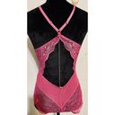 Adore Me  Hot Pink Bodysuit SzM 1 Piece Gold Chain On Front & Back Lingerie Lace Photo 4