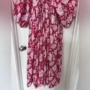 Ruby Alix of Bohemia Tuesday  Dress Red Floral Cotton Midi Dress Boho Size M Photo 10