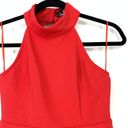 Lulus  Dress Women's Sz M Halter Neck Sleeveless Cocktail Party Dress Solid Red Photo 2