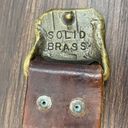 Vintage brown tooled leather western brass clasp belt Photo 2