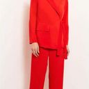 Misook NWT  Wrap Crepe de Chine Blazer & Wide Leg Pant Set Sunset Red Women's XS Photo 0