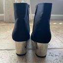 Unisa Black Satin Silver Block Heel Ankle Boots Size 6.5 Photo 7