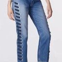 Veronica Beard  Ines Girlfriend Lace Up High Rise denim jeans stone blue Size 26 Photo 0