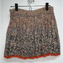 American Eagle  Womens Pleated Mini Skirt Size 8 Floral Print Taupe Orange Multi Photo 2