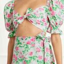 Hill House The Isabella Pink Roses Poplin Puff Sleeve Tie Front Top Photo 0